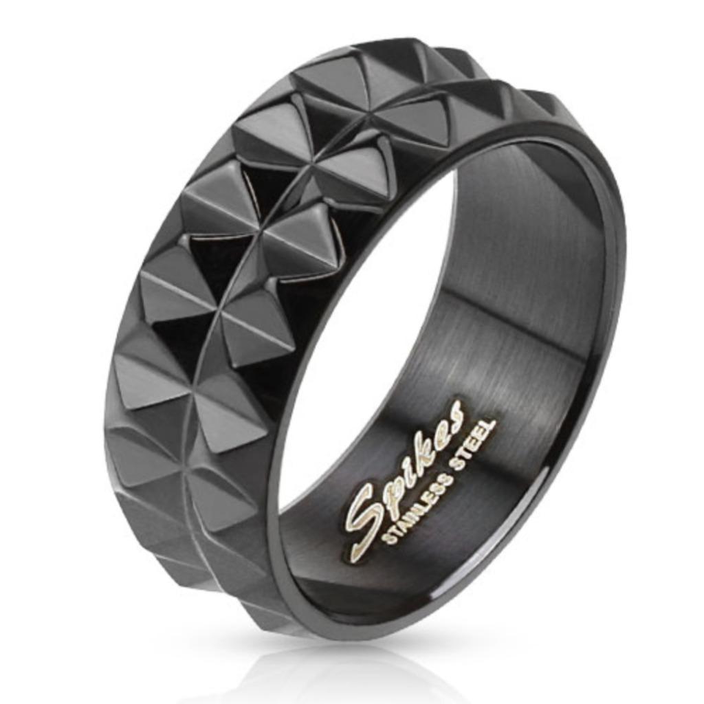 Zwarte stalen spike design herenring - OP=OP!, Bijoux, Sacs & Beauté, Bagues, Neuf, Fer ou Acier, Homme, Noir