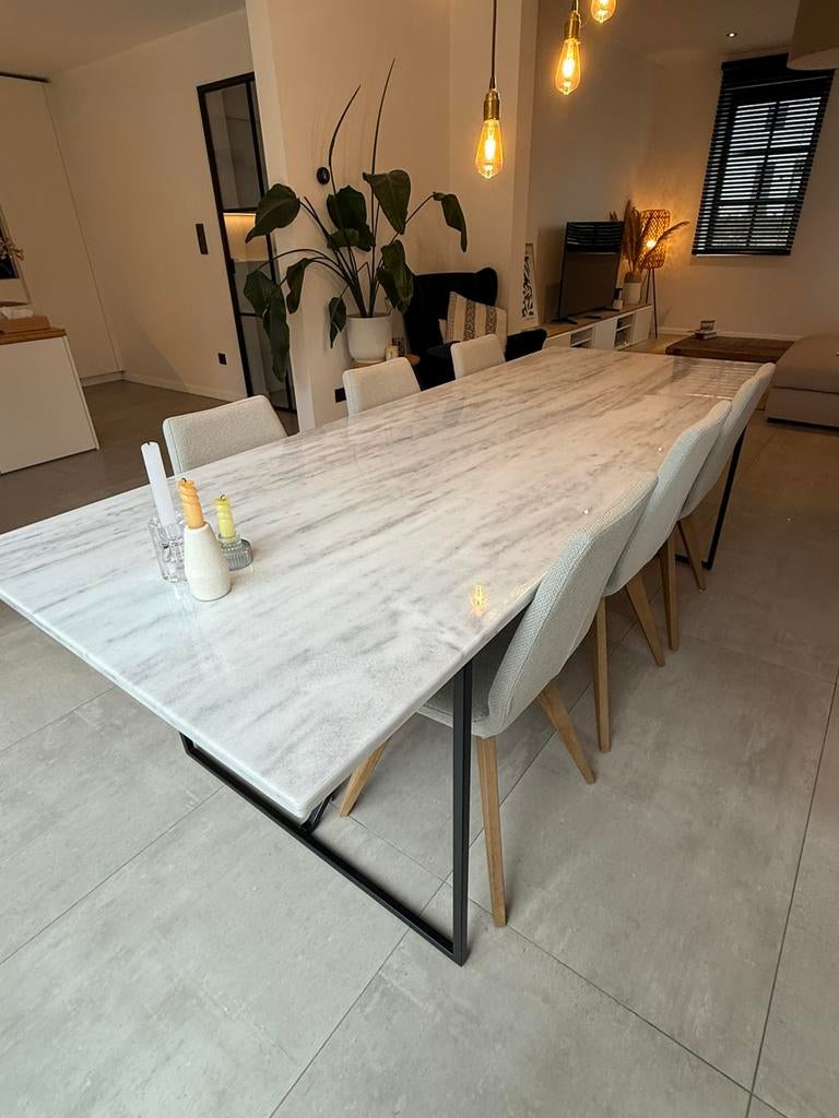 Eettafel marmer 240 x 90, Comme neuf, Enlèvement, 50 à 100 cm, Modern