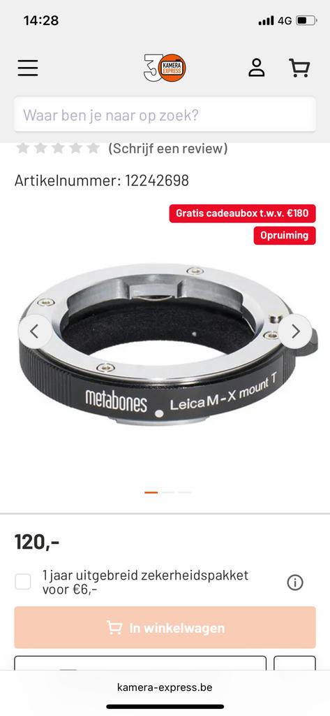 Adapter leica m to fujifilm x, Ophalen of Verzenden, Zo goed als nieuw