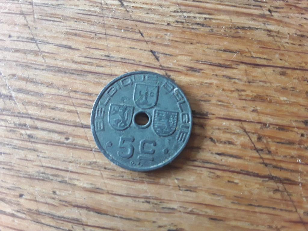 Oud Belgisch muntstukje 5 cent 1943, Postzegels en Munten, Munten | België, Ophalen of Verzenden, Losse munt