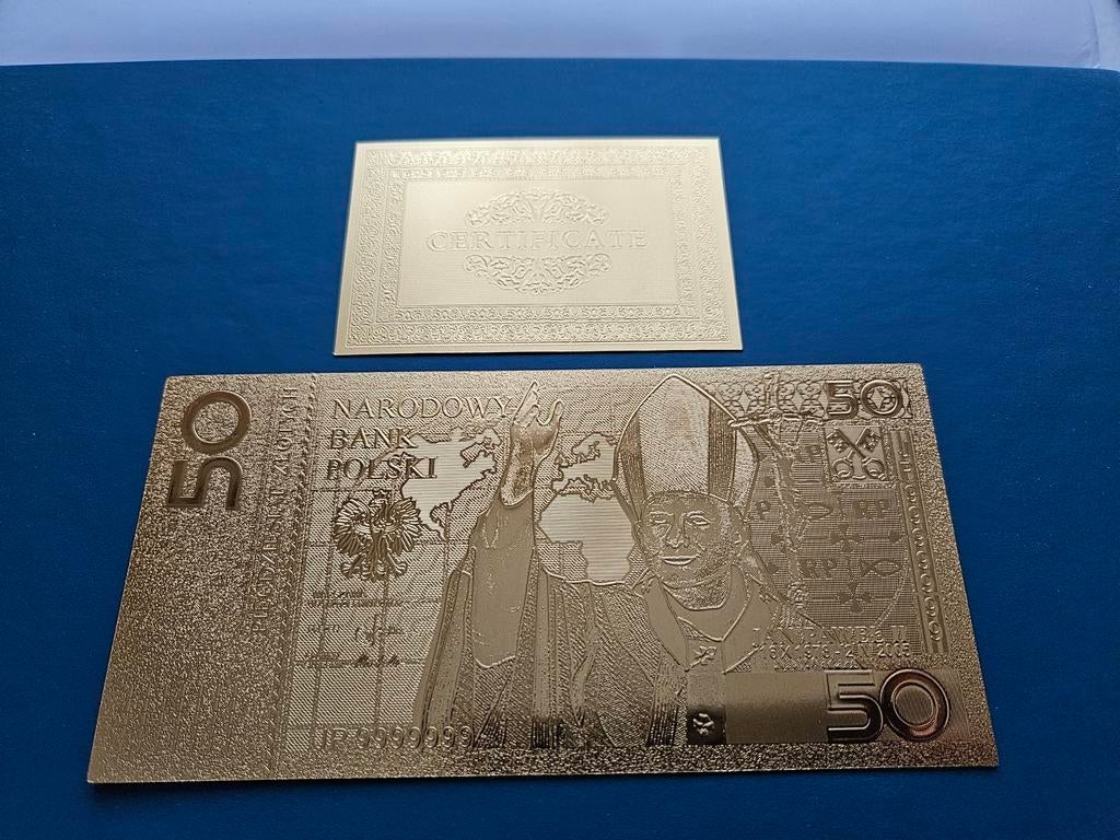 Pape doré de Pologne de 50 zlotys, Enlèvement ou Envoi, Pologne