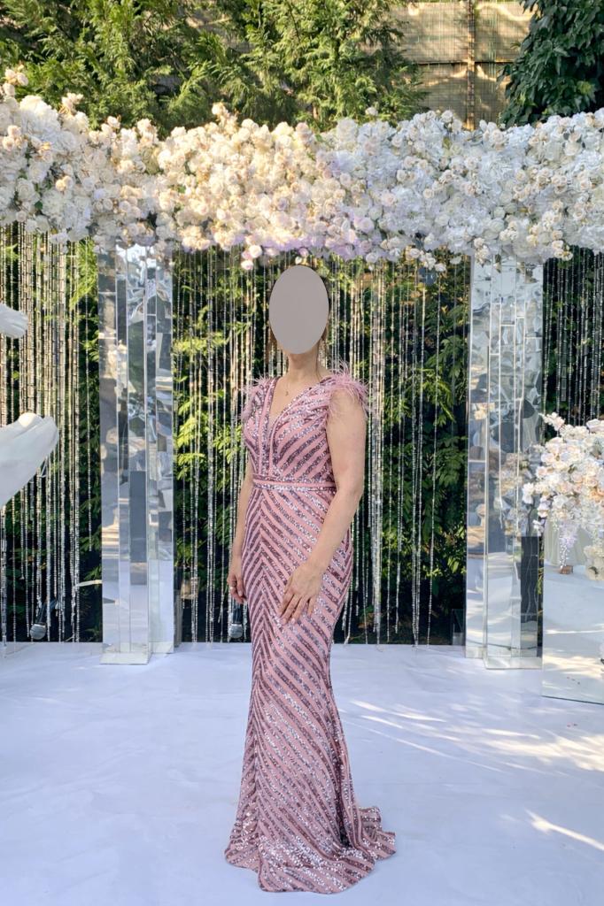 Elegante avondjurk, Kleding | Dames, Ophalen of Verzenden, Zo goed als nieuw, Maat 38/40 (M), Roze