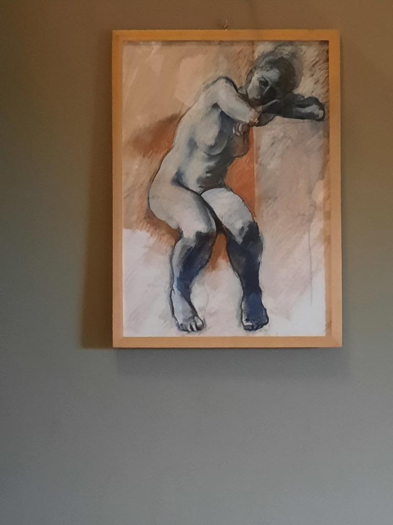 Pasteltekening / naakt / 53 x 73 / ingelijst, Ophalen of Verzenden
