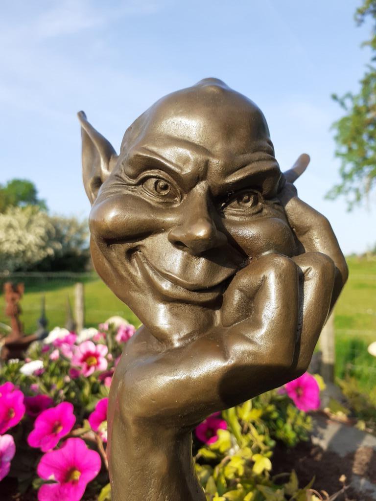 Troll , le goblin malin en bronze signé sur socle en marbre, Enlèvement ou Envoi, Bronze