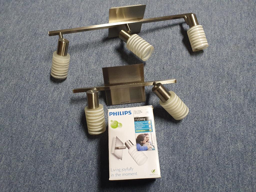 3 LED plafondlampen PHILIPS + 1gratis, Enlèvement, Comme neuf, Métal