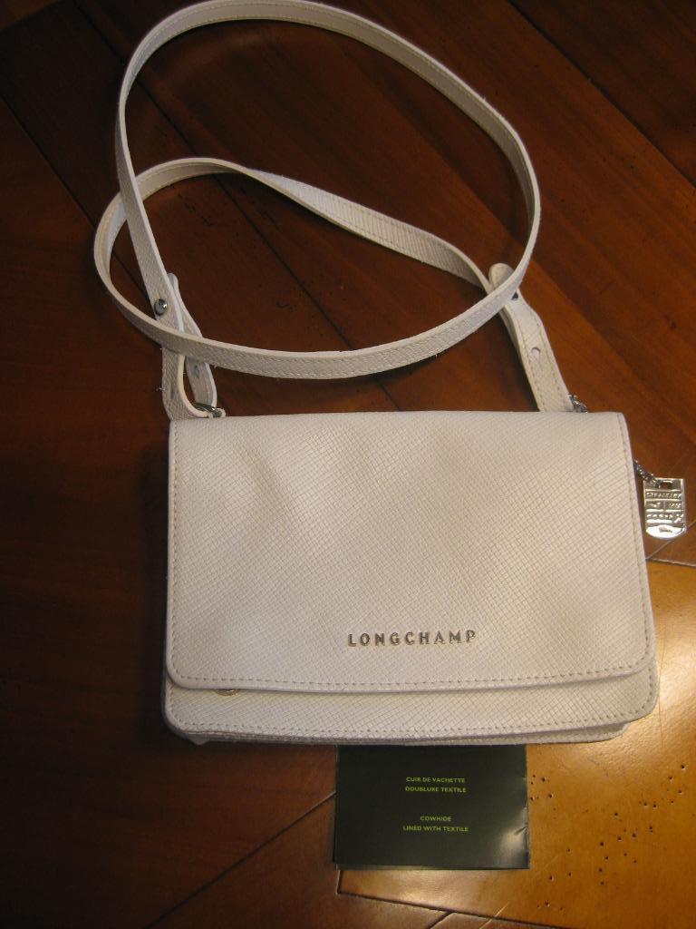 Witte leren tas van rundleer Longchamps, Handtassen en Accessoires, Ophalen of Verzenden, Zo goed als nieuw, Wit, Schoudertasje