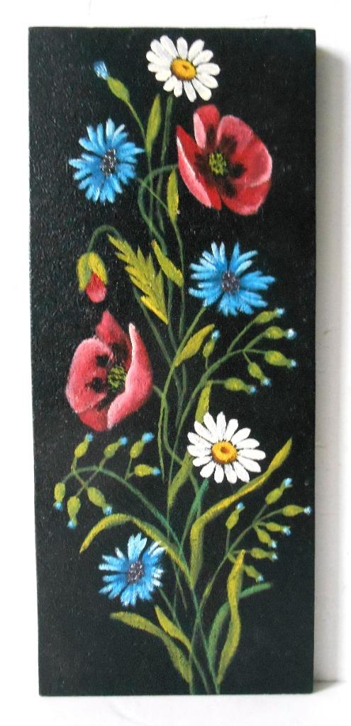 Vintage wall plate met bloemen, Verzenden, Zo goed als nieuw