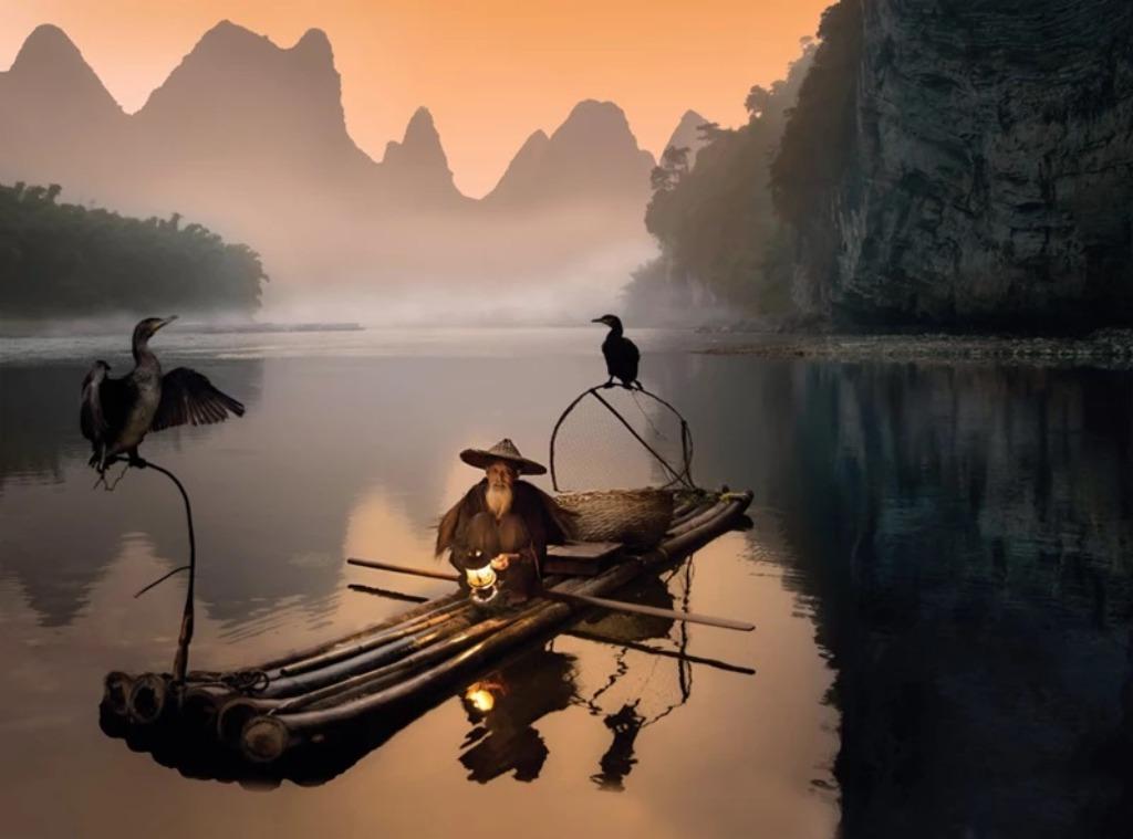 Puzzle Pêcheur chinois avec cormorans - 500 pièces, Enlèvement ou Envoi, 500 à 1500 pièces, Comme neuf, Puzzle