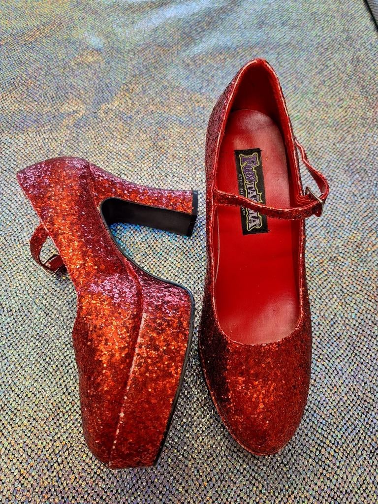 maryjane 50g high heels red glitter, Kleding | Dames, Ophalen of Verzenden, Zo goed als nieuw, Rood, Mar50g/r