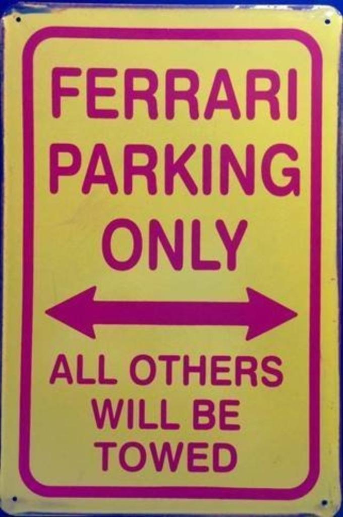 Metalen rusty-old wandplaat Ferrari Parking Only, Ophalen of Verzenden