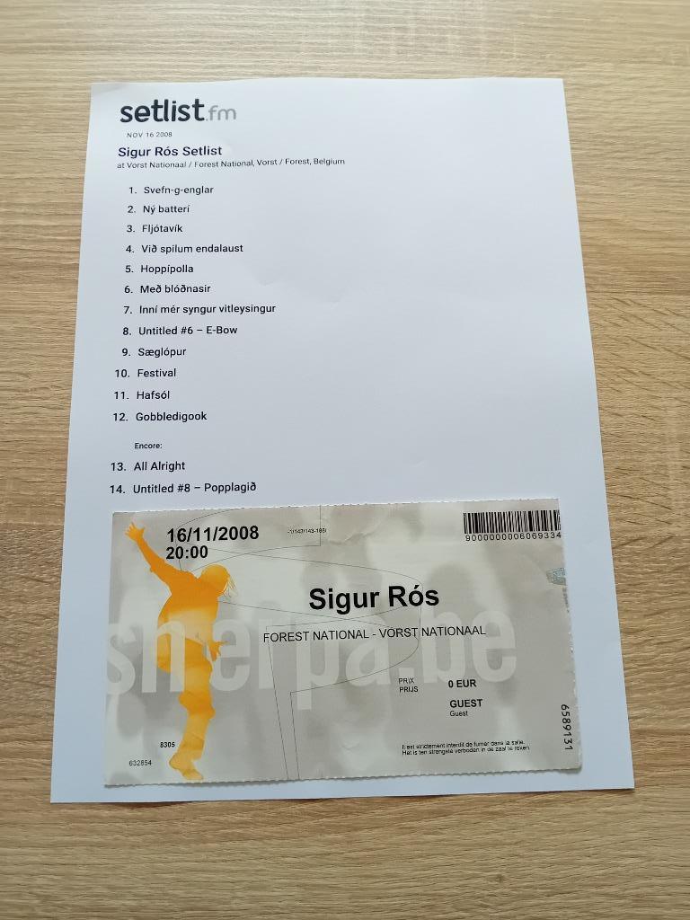 Sigut Ros Forest National Brussels 2008 concertticket, Verzamelen, Muziek, Artiesten en Beroemdheden, Gebruikt, Overige typen