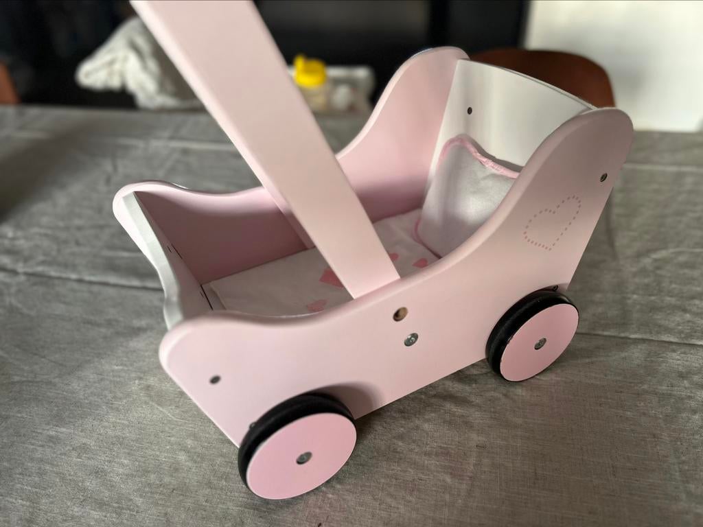 Houten poppenwagen, Ophalen of Verzenden, Zo goed als nieuw, Duw- of Trekspeelgoed