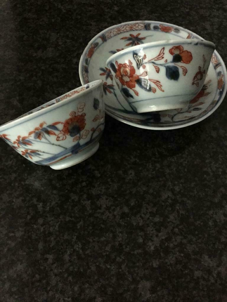 18de eeuws chinese theekopjes met 1 bordje, Ophalen of Verzenden