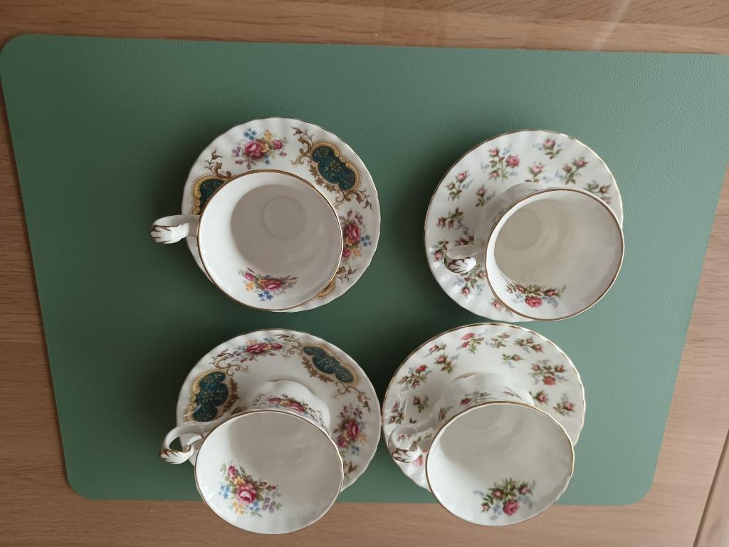 4 Porseleinen tassensets Royal Albert, Antiek en Kunst, Antiek | Servies compleet, Ophalen