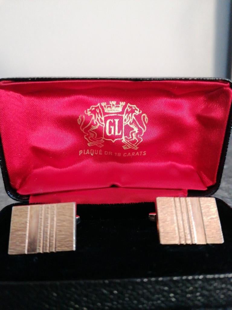 Vintage vergulde manchetknopen GL, plaqué or 18 carats, Antiek en Kunst, Ophalen of Verzenden