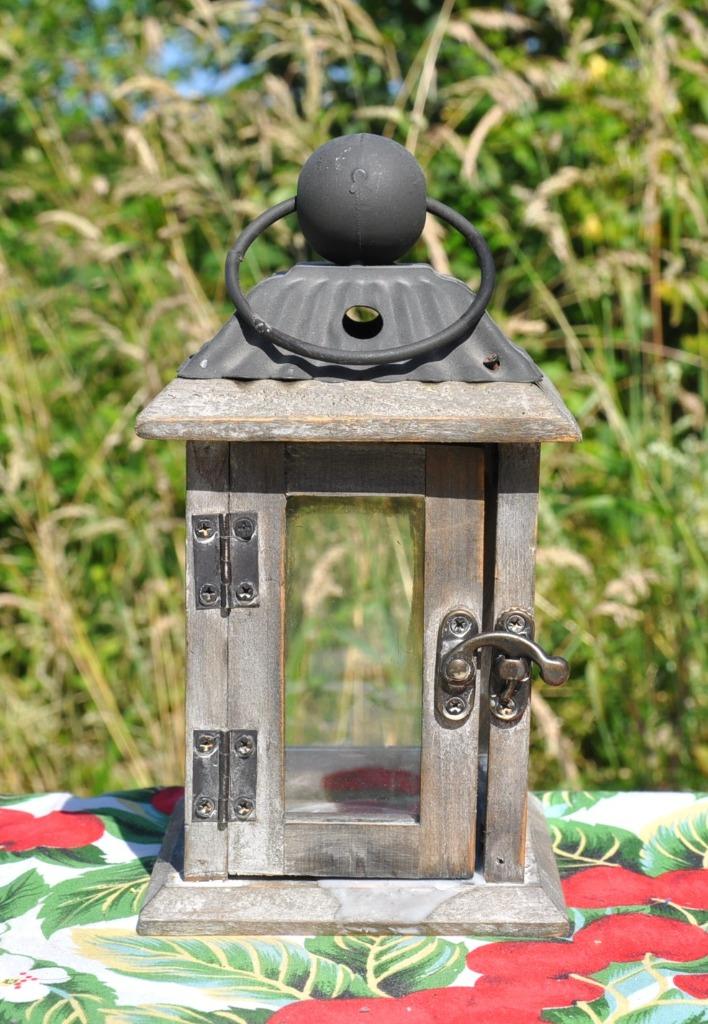 lanterne photophore bois metal et verre, Enlèvement ou Envoi, Utilisé, Bois
