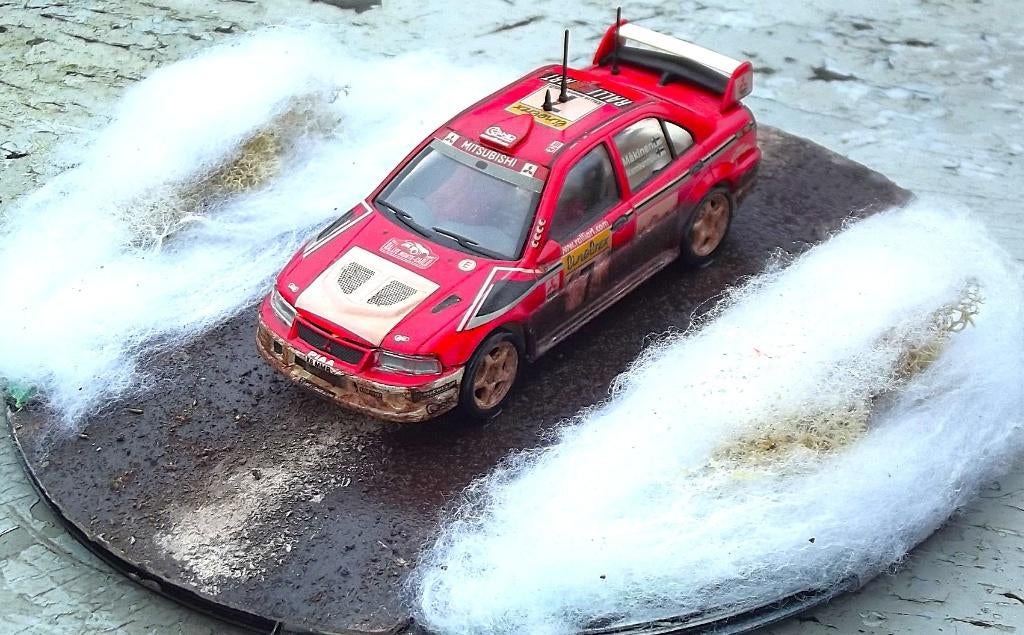 Diorama Mitsubishi Lancer Evo VI T. MAKINEN Monte-Carlo 2001, Ophalen, Gebruikt, 1:35 tot 1:50, Diorama
