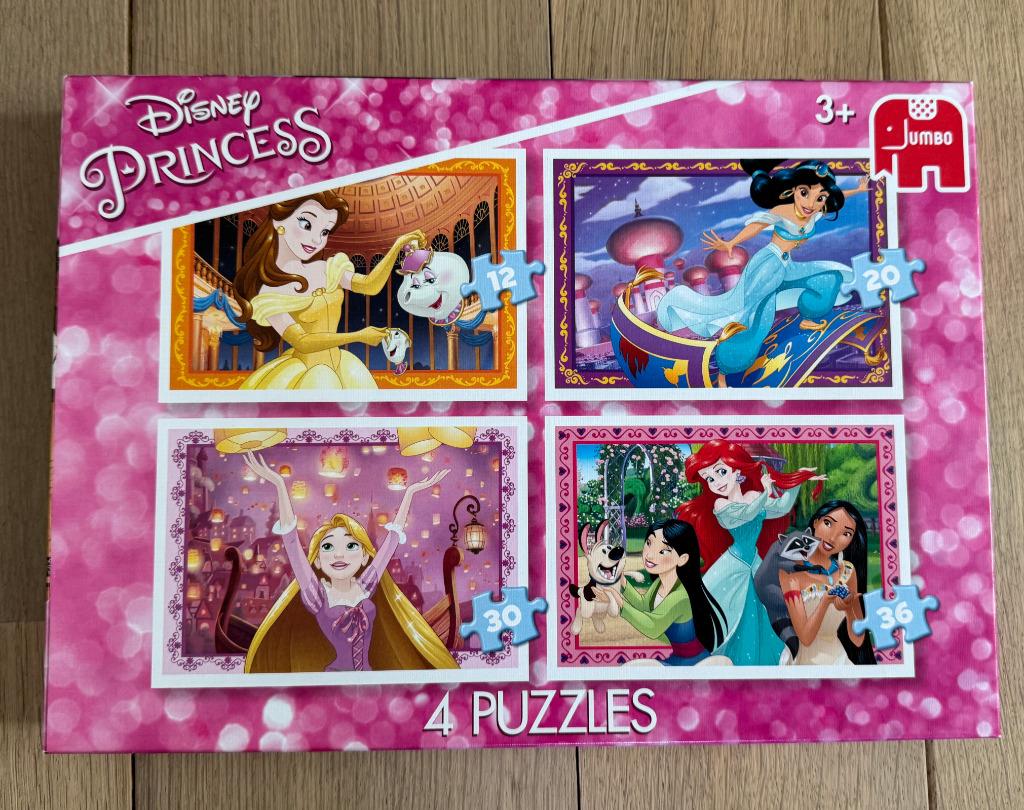 Puzzel Disney Princess 4 puzzels, Kinderen en Baby's, Ophalen, 10 tot 50 stukjes, Zo goed als nieuw, 2 tot 4 jaar