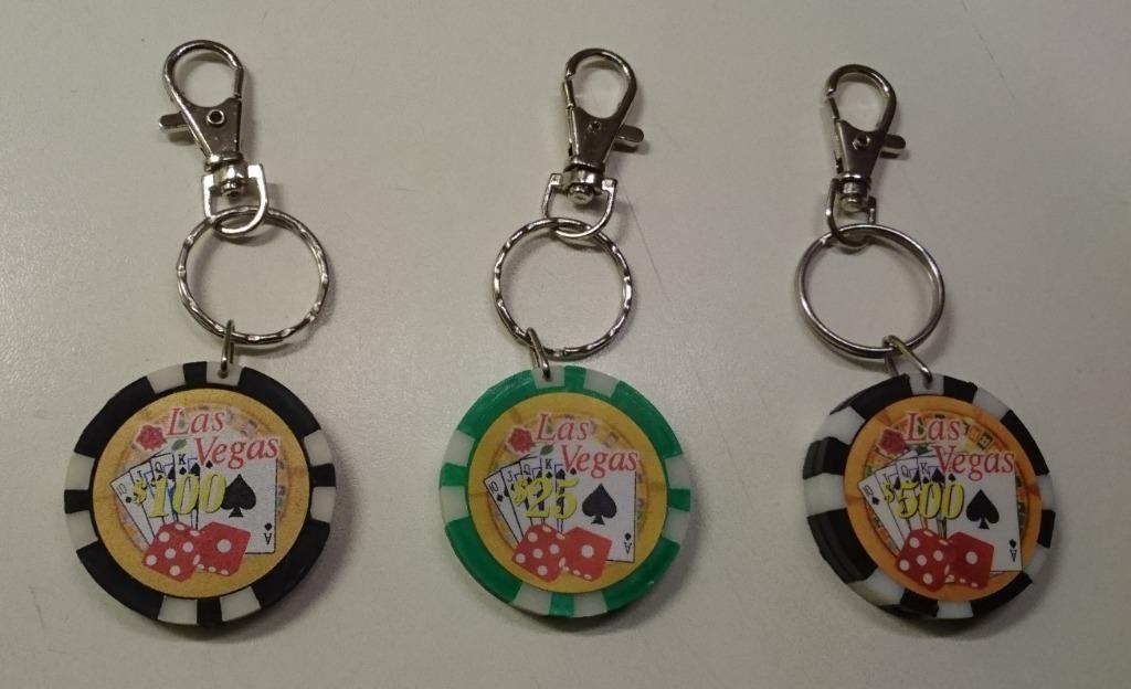 3 sleutelhangers met lichtje uit Las Vegas vorm poker chip, Ophalen of Verzenden, Nieuw, Overige typen