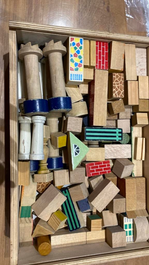 Vintage oude blokkendoos van vroeger ook zoldervonst, Ophalen, Gebruikt