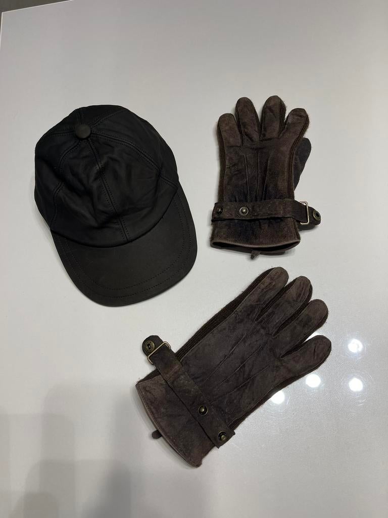 Formen lederen herenpet bijpassende handschoenen, Vêtements | Hommes, Bonnets, Écharpes & Gants, Comme neuf, Gants, Enlèvement