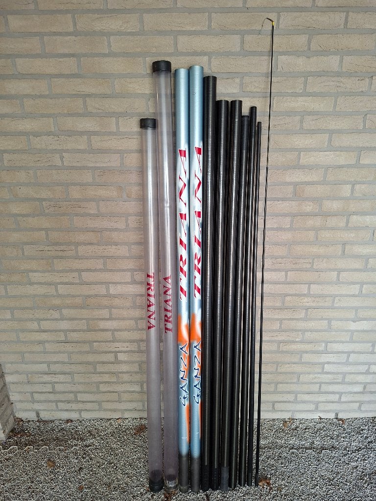 TRIANA VASTE HENGEL 14,50 METER MET ELASTIEK, Watersport en Boten, Ophalen, Gebruikt, Vaste hengel