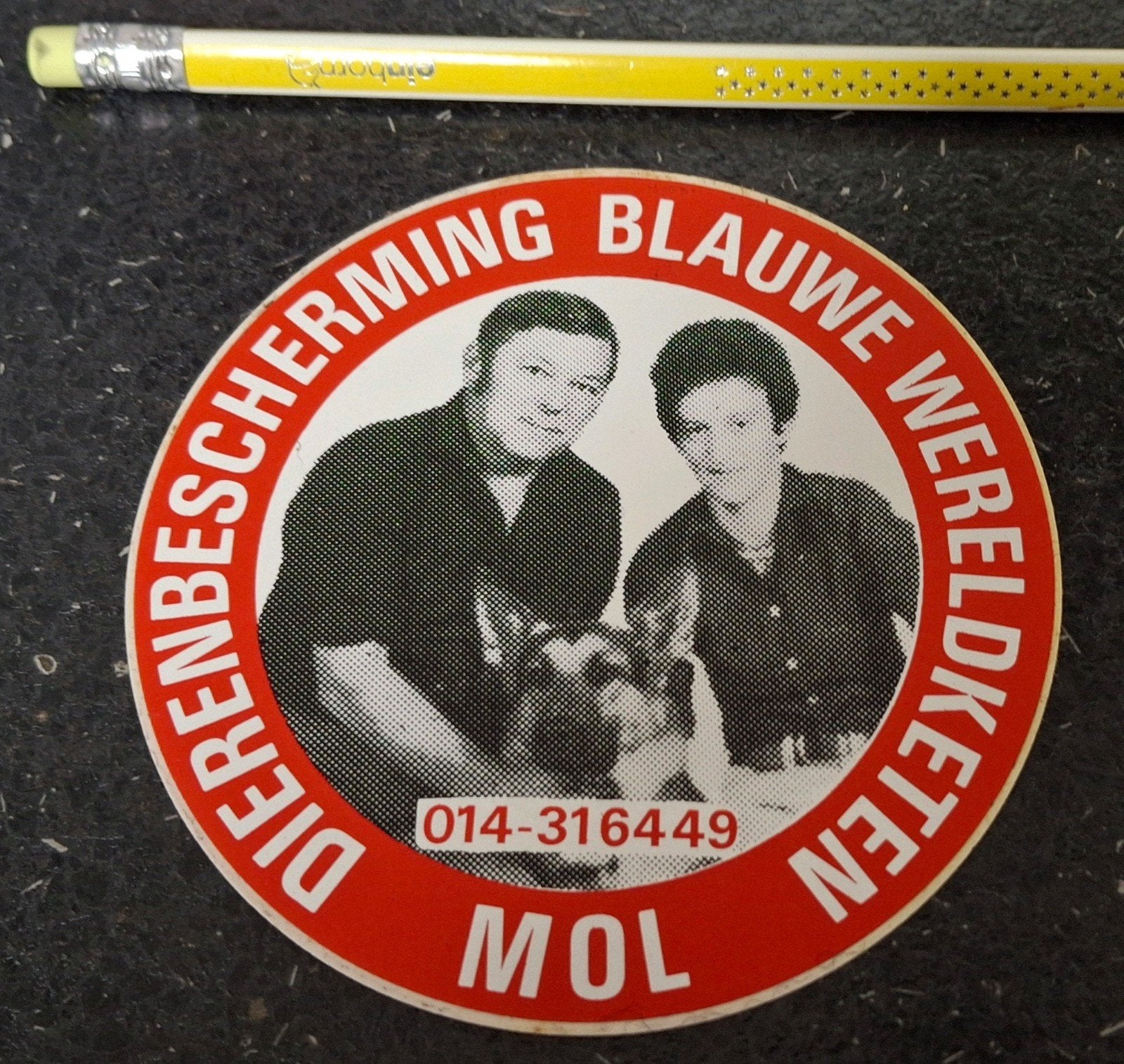 Sticker Dierenbescherming Blauwe werelddelen gemeente Mol, Ophalen of Verzenden, Zo goed als nieuw