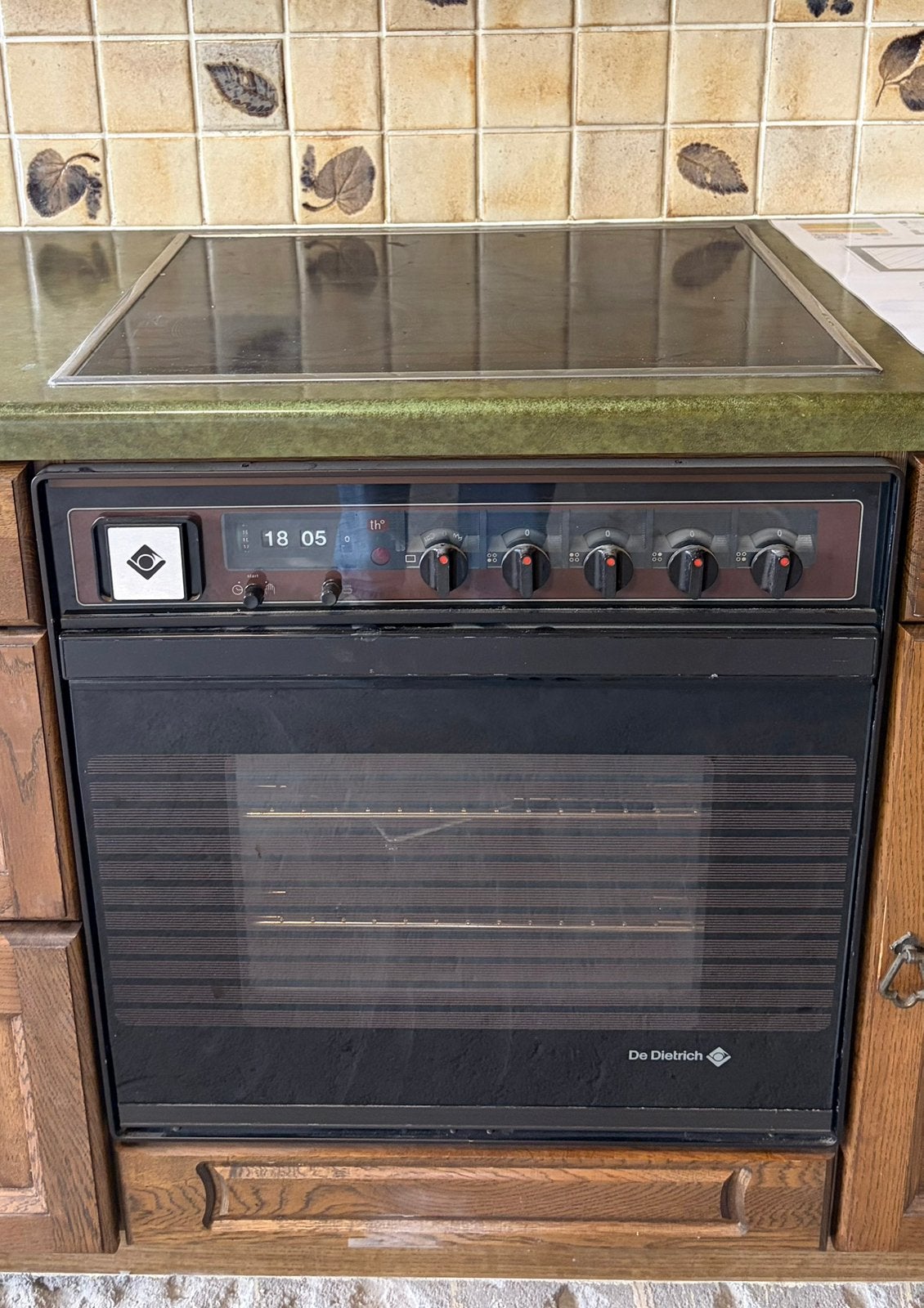 Vintage De Dietrich inbouwoven + CERAN kookplaat – retro, Gebruikt, 4 kookzones, Inbouw, Elektrisch