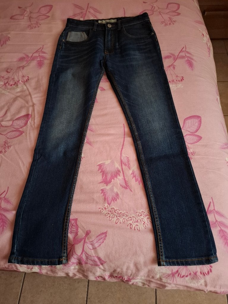 Blauwe jeansbroek maat 158, Kinderen en Baby's, Kinderkleding | Maat 158, Denim&Co, Meisje, Nieuw, Ophalen