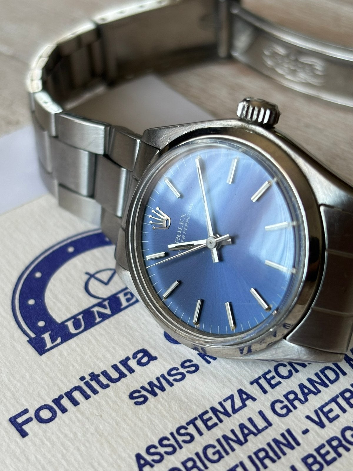 Cadran bleu Rolex 31 mm automatique., Bijoux, Sacs & Beauté, Enlèvement ou Envoi, Comme neuf, Acier, Rolex