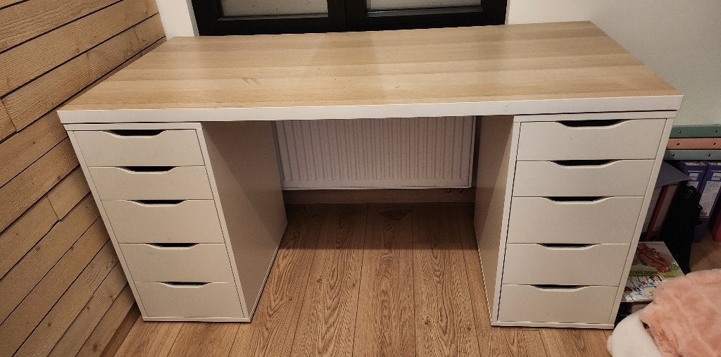Bureau met 2 lade kasten, Ophalen, Demontabel, Gebruikt, Spaanplaat of MDF