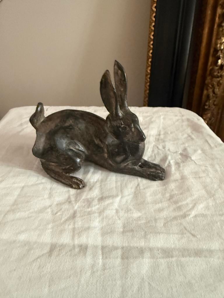 Bronzen konijn beeldje - Pierre Chenet (FR) - 10 x 10 cm, Antiek en Kunst, Ophalen, Brons