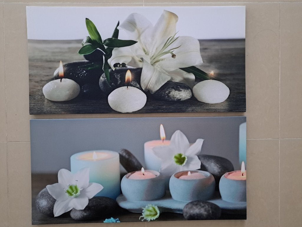 set van 2 canvassen met verlichting, Comme neuf, Enlèvement, Autres types, 75 à 100 cm