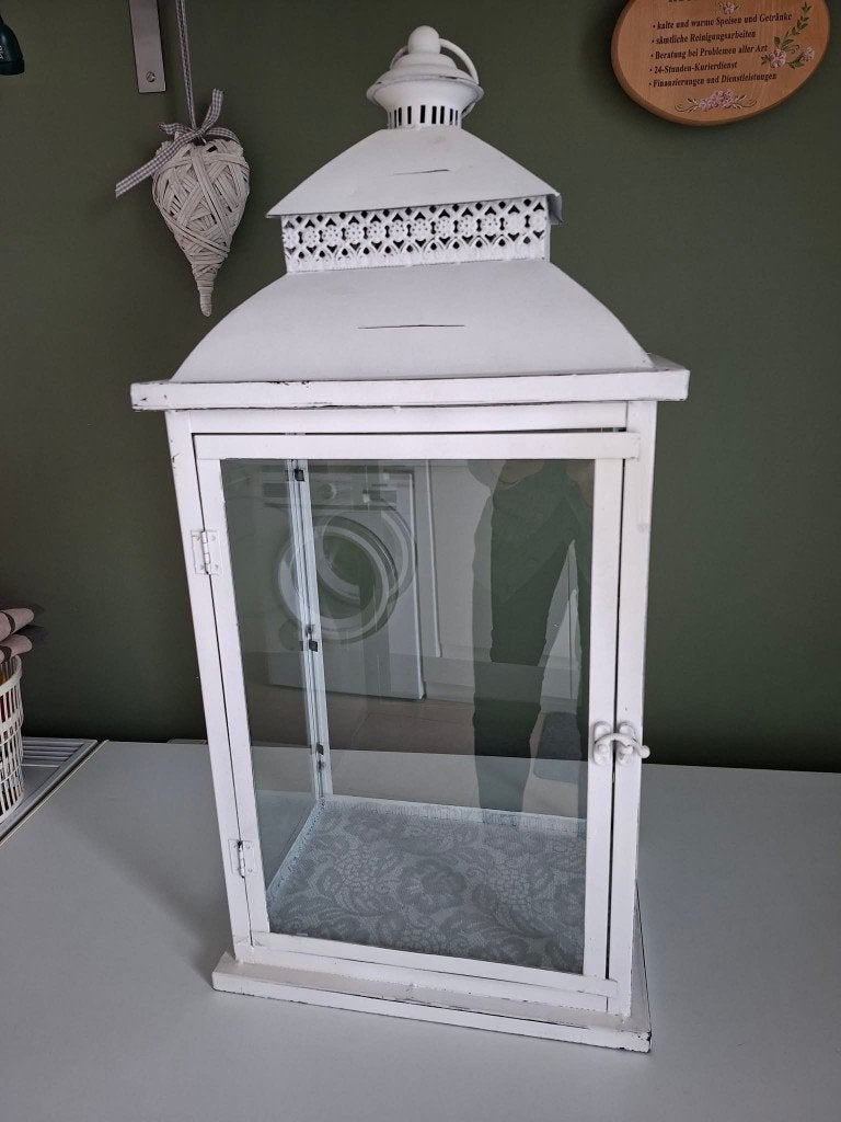Groot windlicht / lantaarn / kaarsenhouder / vitrine, Maison & Meubles, Comme neuf, Enlèvement, Verre, Étagère