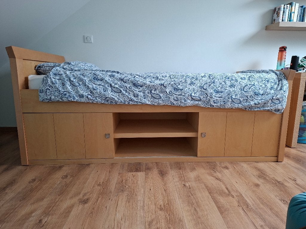 Lit 90 x 200, Maison & Meubles, Chambre à coucher | Lits, 90 cm, Beige, Une personne, Enlèvement