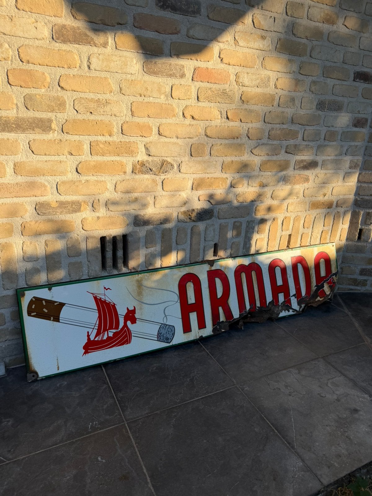 Emaille bord armada, Ophalen, Gebruikt, Reclamebord