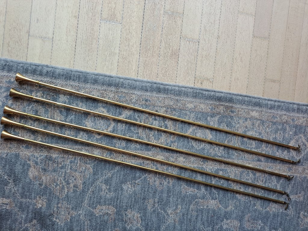 5 tirettes à rideaux en cuivre, Enlèvement, Comme neuf, Doré, Métal