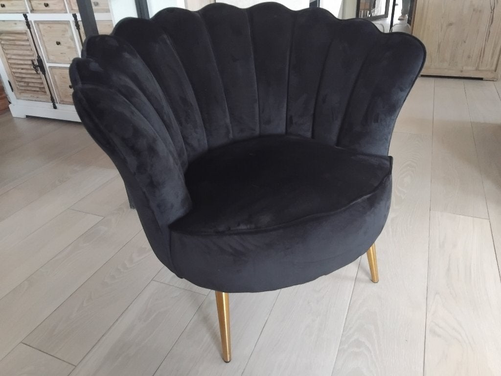 stoel zetel schelpfauteuil zwart nieuwe staat, Ophalen, Zo goed als nieuw, Zwart