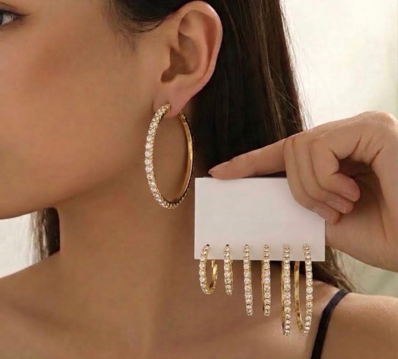 Jawel 3 paar elegante oorringen met zirkonia 18 k verguld, Bijoux, Sacs & Beauté, Boucles d'oreilles, Or, Comme neuf, Pendantes