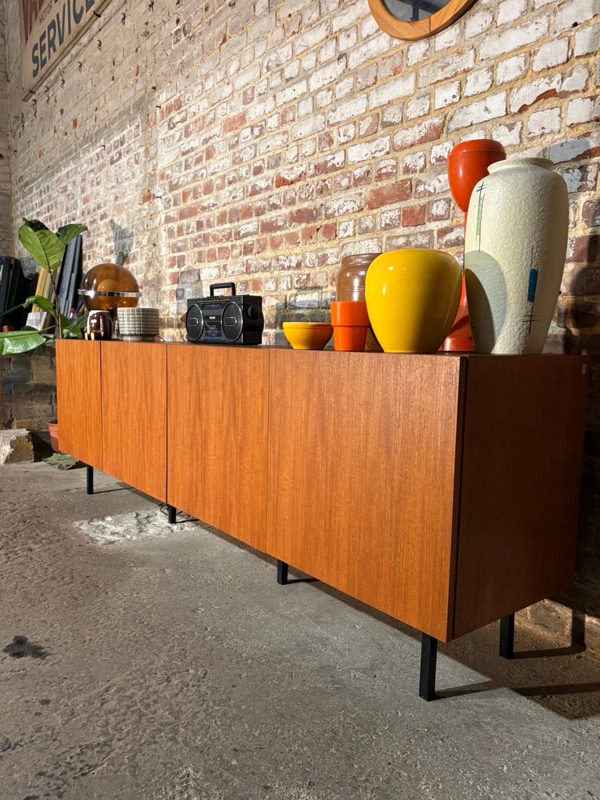 Dressoir/dressoir 2m40 vintage Scandinavisch teakhout, Huis en Inrichting, Kasten | Dressoirs, Ophalen, Zo goed als nieuw, Teakhout