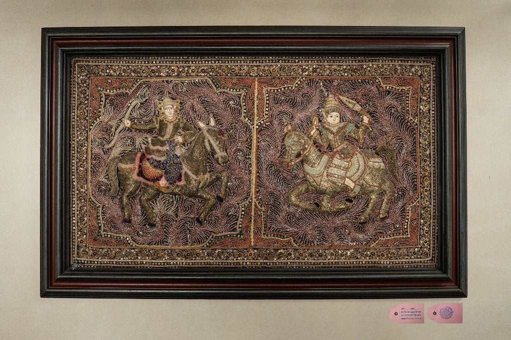 Handgemaakt Birmees wandtapijt (kalaga), Ophalen, Wanddecoratie, Textiel, 63 cm