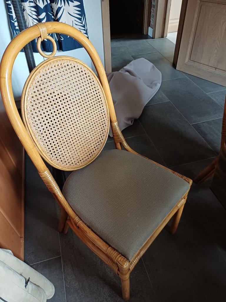 Eetset in rotan, Huis en Inrichting, Ophalen, Gebruikt, Overige vormen, Vier personen