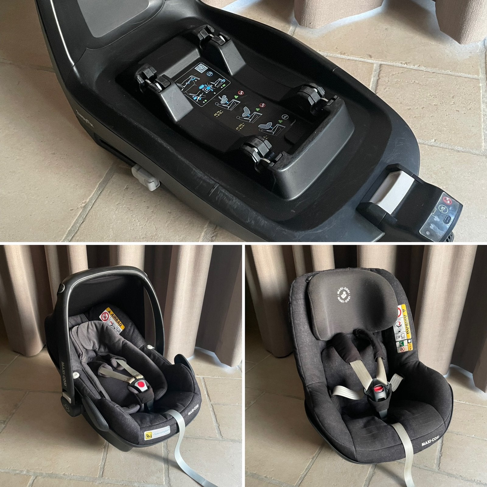 Maxi Cosi Iso-FIX + Pebble Plus (baby) + Pearl Pro (tot 4j), 0 à 18 kg, Protection latérale, Enlèvement, Utilisé