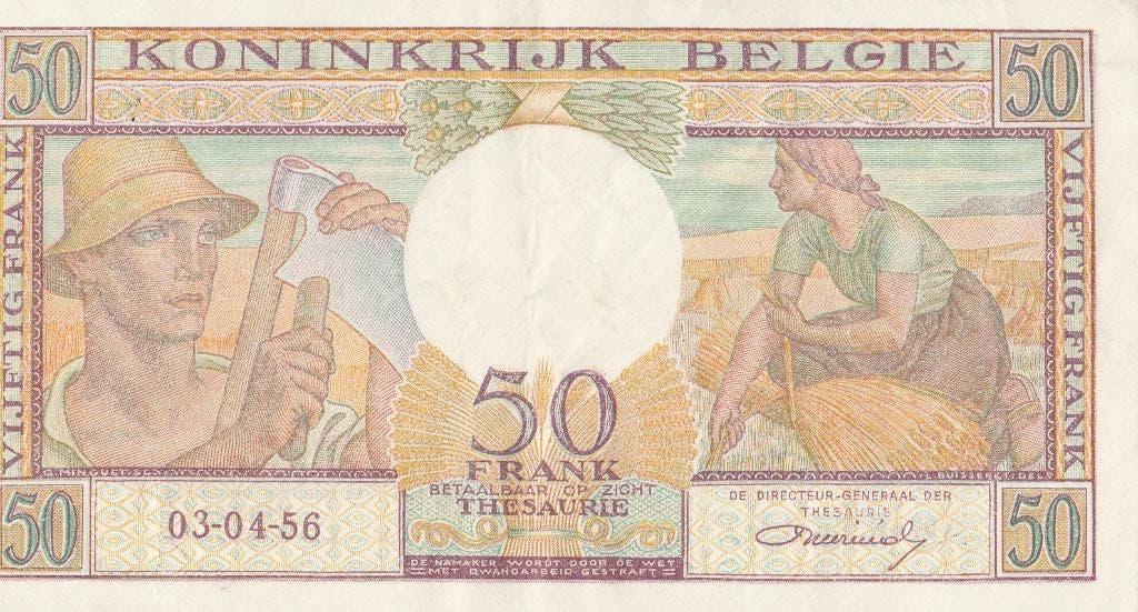 Billet belge de 50 francs datant de 1956, Timbres & Monnaies, Billets de banque | Belgique, Enlèvement ou Envoi