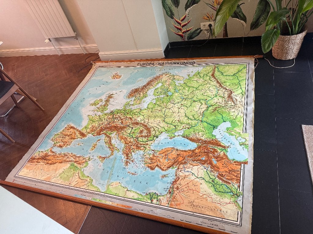 Vintage schoolkaart Europa Natuurkundig Westermann 180x220, Enlèvement, Géographie
