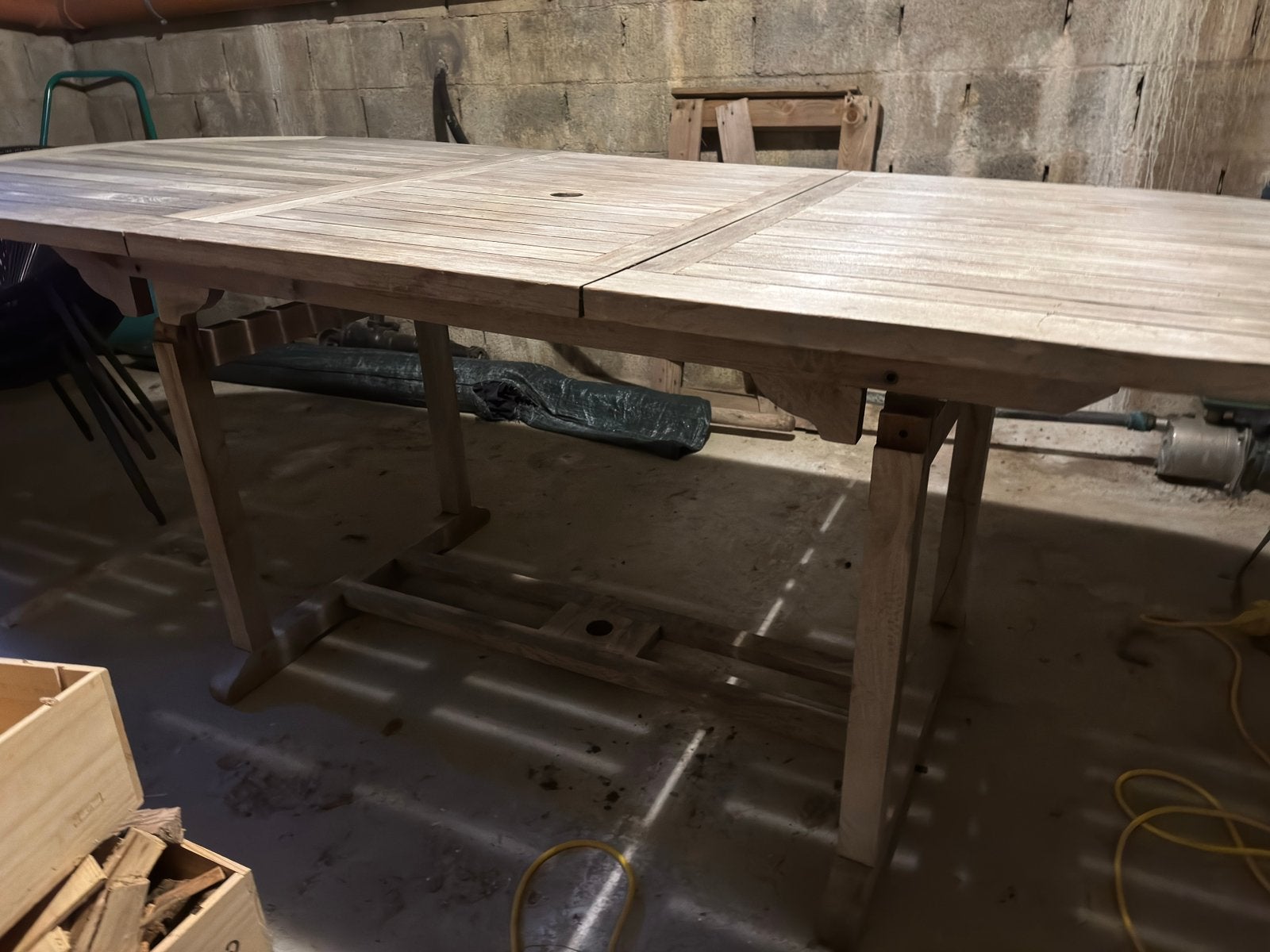 Table de jardin en bois extensible, Enlèvement, Utilisé, Ovale, Bois