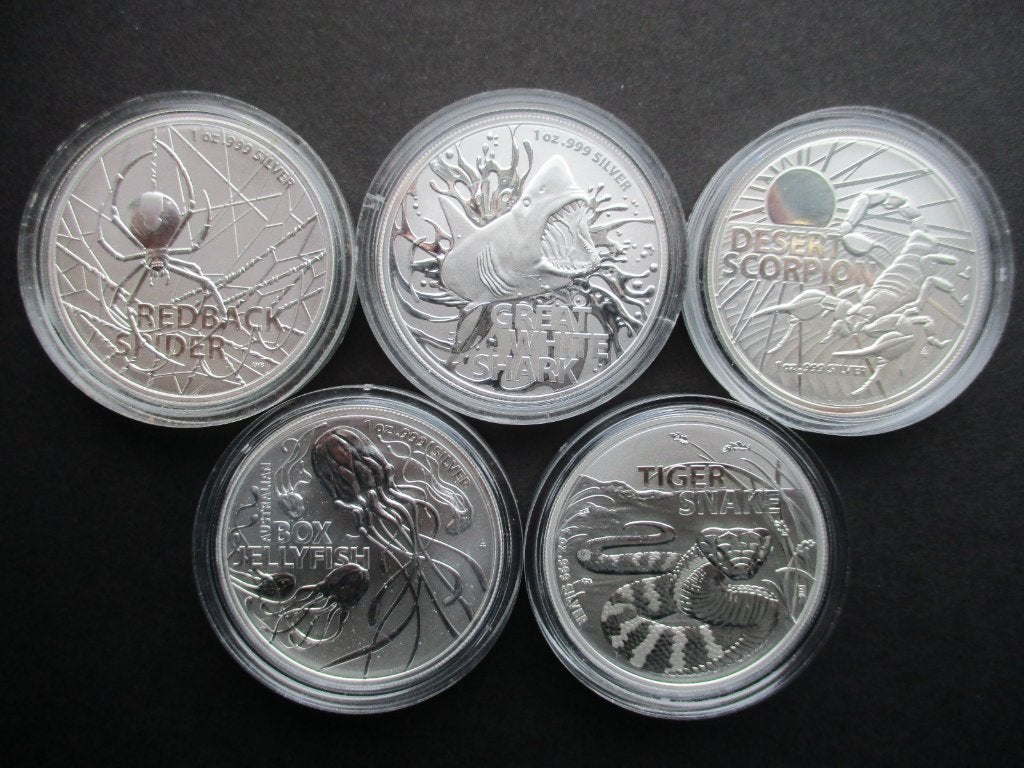 Collection 5 Pièces RAM Most Dangerous 1oz Silver Australie, Enlèvement ou Envoi, Monnaie