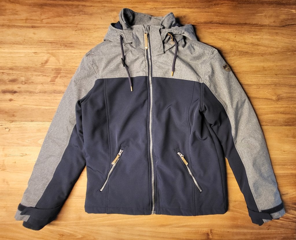 Donkerblauwe winterjas/skijas, Sport en Fitness, Ophalen, Zo goed als nieuw, Ski, Kleding