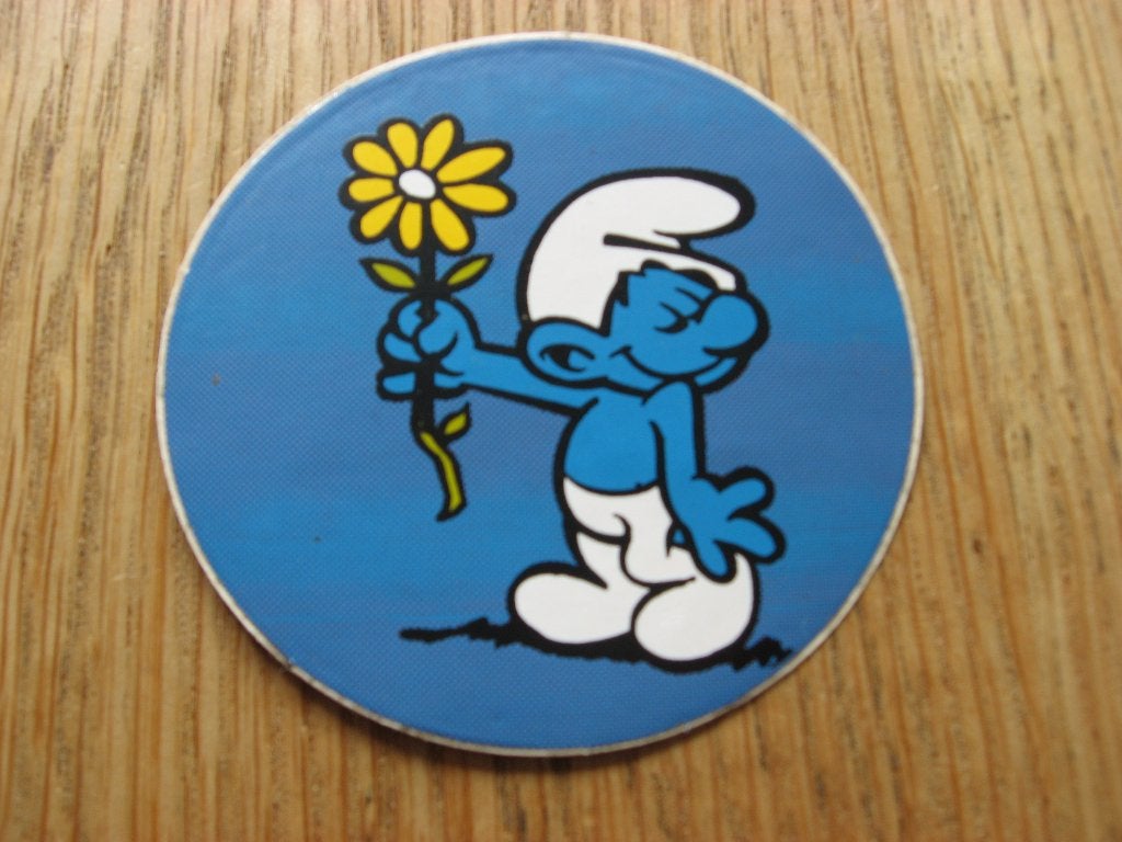 Smurfen Smurf met Bloem Sticker, Ophalen of Verzenden, Smurfen, Nieuw, Plaatje, Poster of Sticker