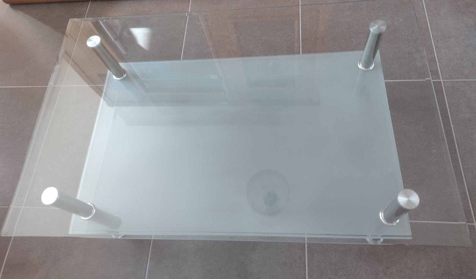 glazen salontafel, 1m op 0.63m, helder en mat glas, Ophalen, Glas